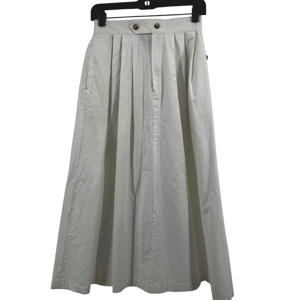 Vintage Outback Red Ivory Cotton Pleated Midi Skirt High Waist Size 10 NWT USA - Picture 2 of 12